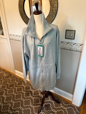 New w tags Heather Gray Zip-Front Cozy Jacket Converse high quality cinch waist